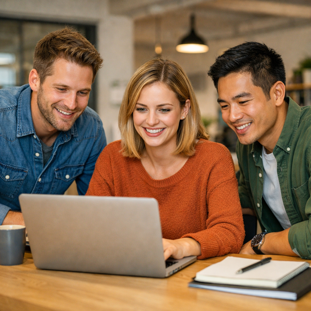 small team looking at laptop-1